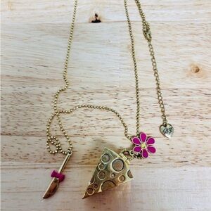 Betsey Johnson Gold Necklace with Pink Accents
